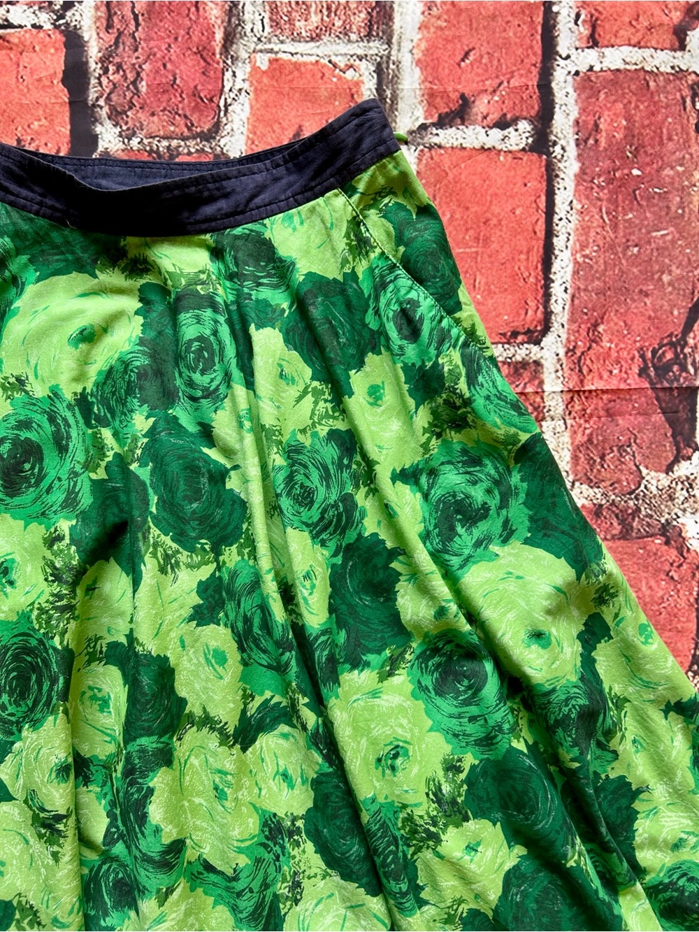 Anthropologie Edme & Esyllte green rose print circle skirt - Picture 9 of 11